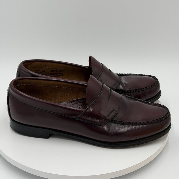 GH Bass Weejuns Mens 10 EE Burgundy Penny Loafers Leather Casual Slip On Shoes - Picture 1 of 9